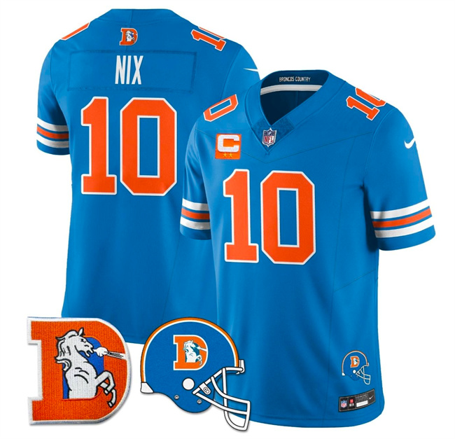 Men's Denver Broncos #10 Bo Nix Blue F.U.S.E. 2-star C Patch Vapor Limited Stitched Football Jersey Men's Denver Broncos #10 Bo Nix Blue F.U.S.E. 2-star C Patch Vapor Limited Stitched Football Jersey